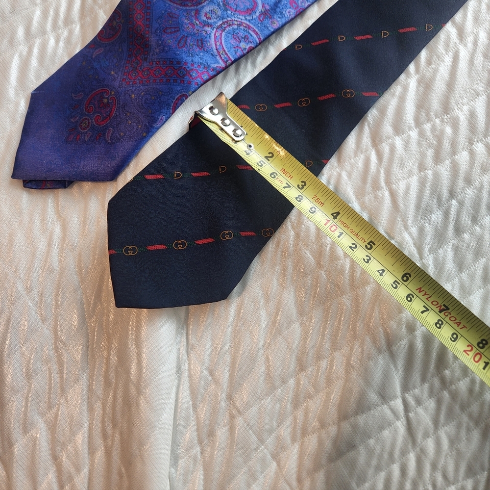 Elegant Blue and Black Men's Tie Set, Vintange - Picture 3 of 12